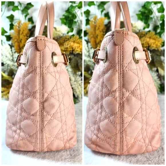 Authentic Christian Dior Panarea Cannage Quilted Coated Canvas Tote w/ Dust Bag - Picture 7 of 16
